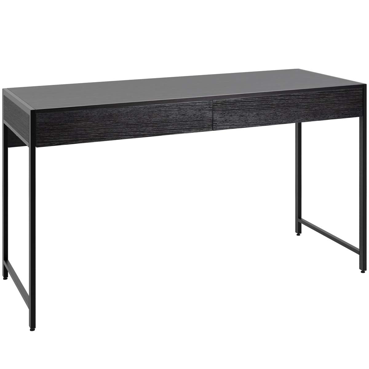 Tangkula Bureau informatique avec 2 tiroirs, Pupitre d'étude et d'écriture simple en bois avec cadre en acier